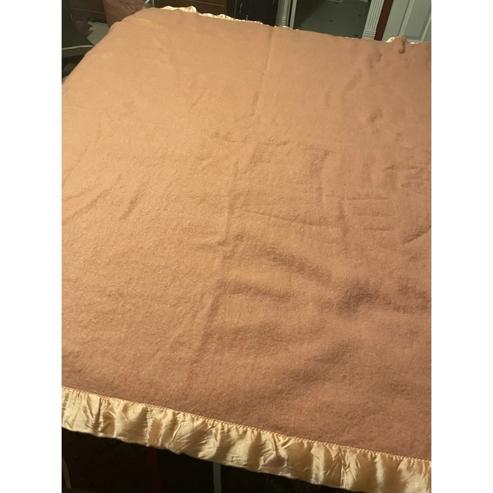 Vtg St Mary's Wool Blanket Satin Trim 1950's 74